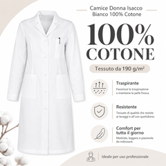 Camice Donna Isacco Bianco 100% Cotone