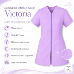 Casacca Professionale per Estetiste Isacco Modello Victoria – Zip Frontale, S-XXL