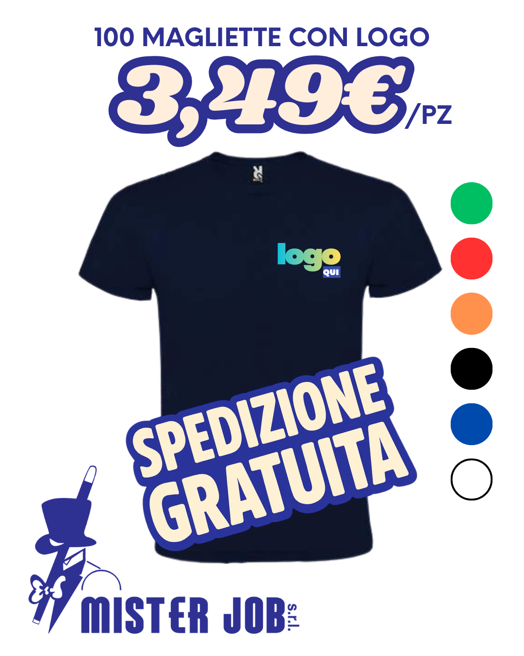 100 magliette con logo lato cuore