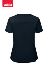VELILLA - Maglia Donna Stretch con Scollo a V e Spacchi Laterali