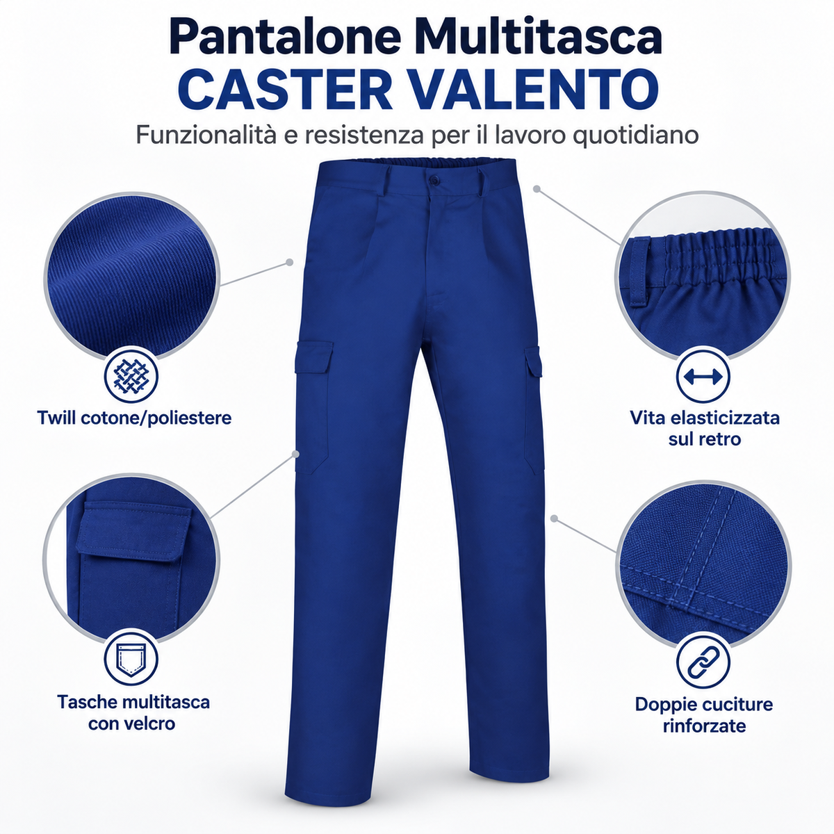 Pantalone Multitasca a tessuto misto CASTER VALENTO