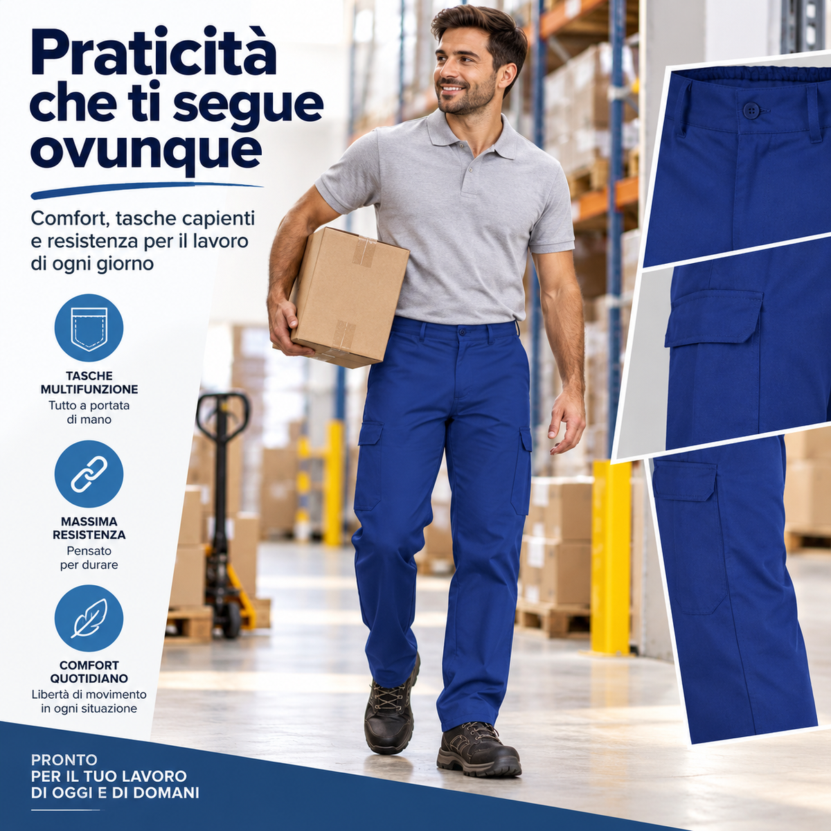 Pantalone Multitasca a tessuto misto CASTER VALENTO