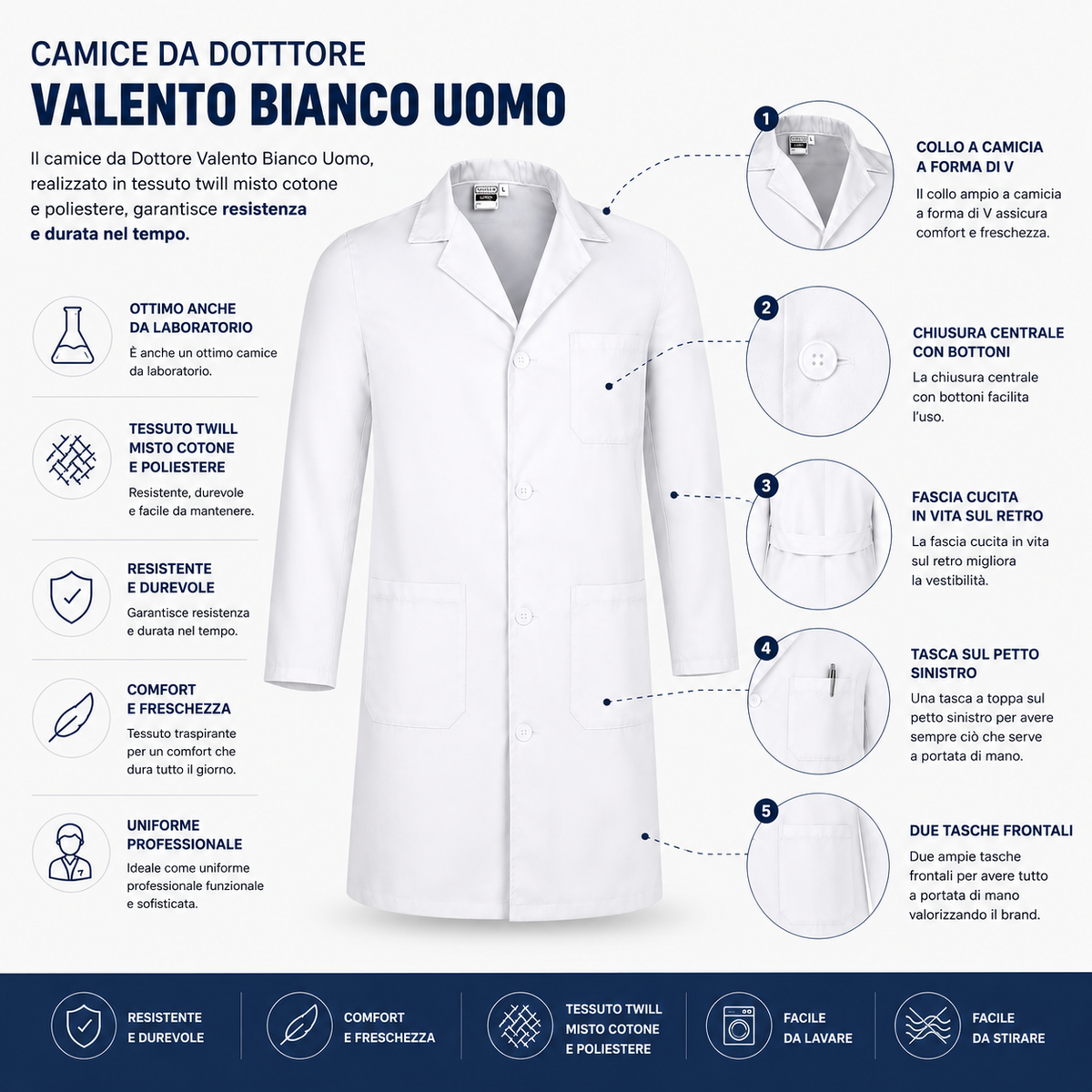 Camice da Dottore Valento Bianco Uomo