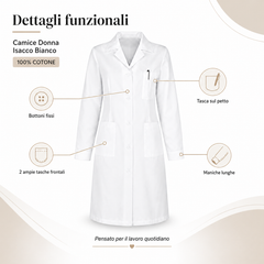 Camice Donna Isacco Bianco 100% Cotone