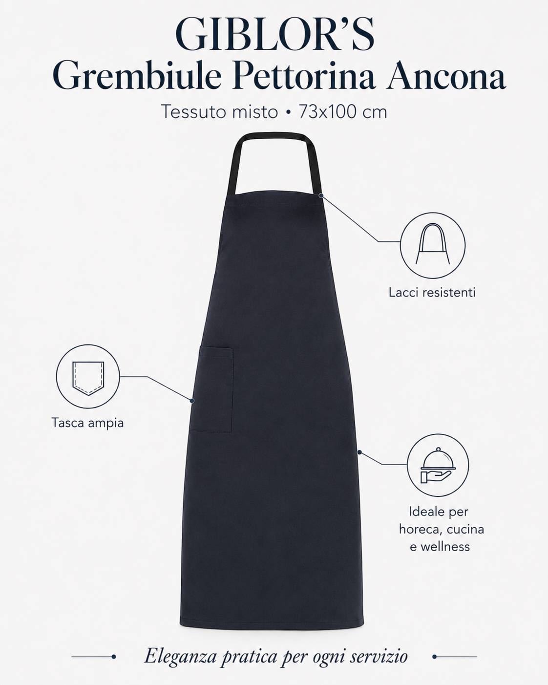 GIBLOR'S Grembiule Pettorina Ancona in Tessuto Misto
