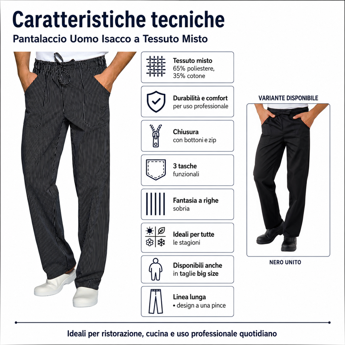 Pantalaccio Uomo Isacco a Tessuto Misto