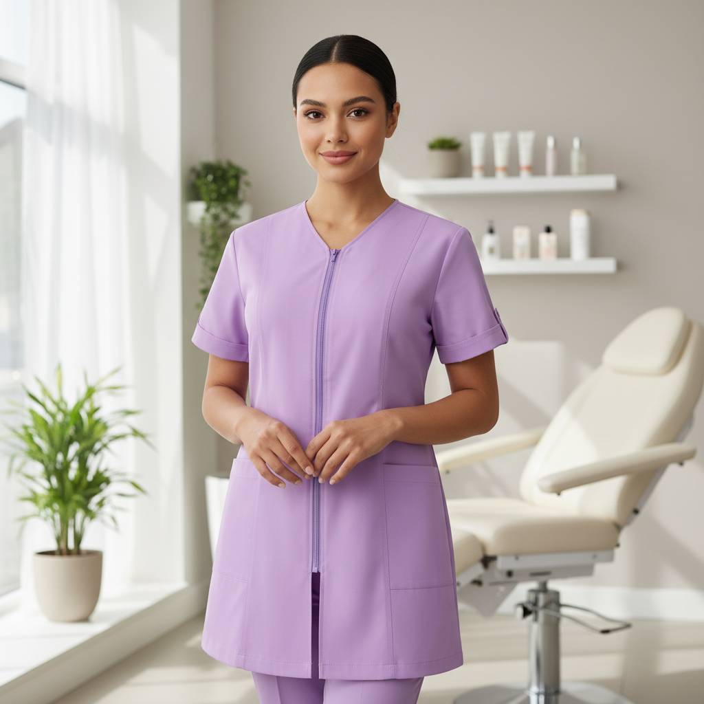 Casacca Professionale per Estetiste Isacco Modello Victoria – Zip Frontale, S-XXL