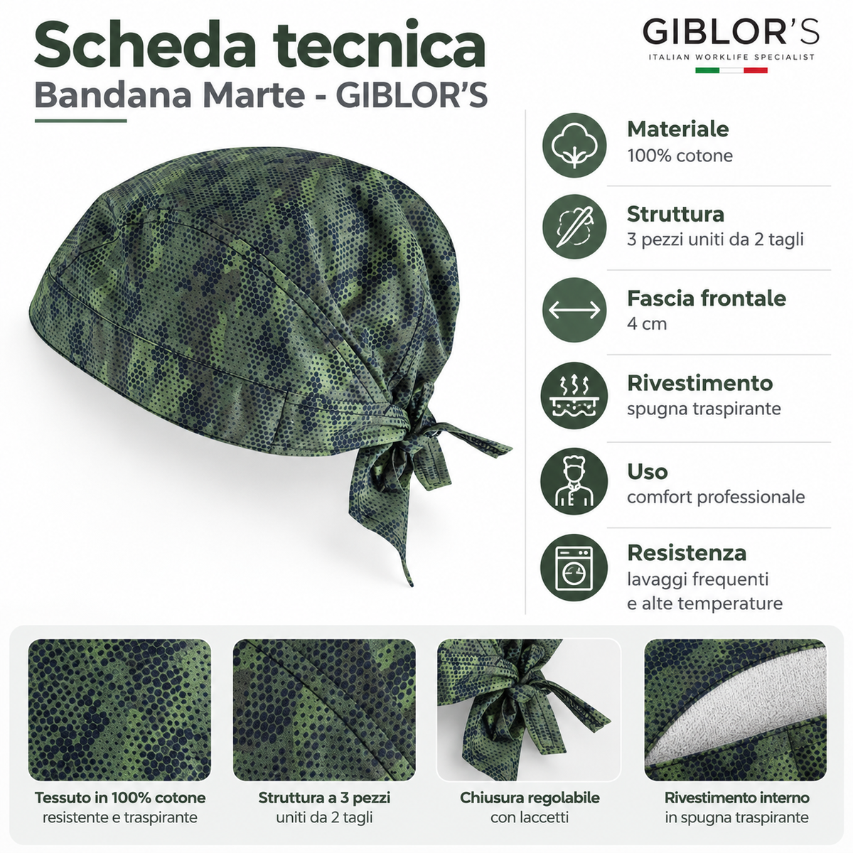 GIBLOR'S Bandana Marte 100% Cotone