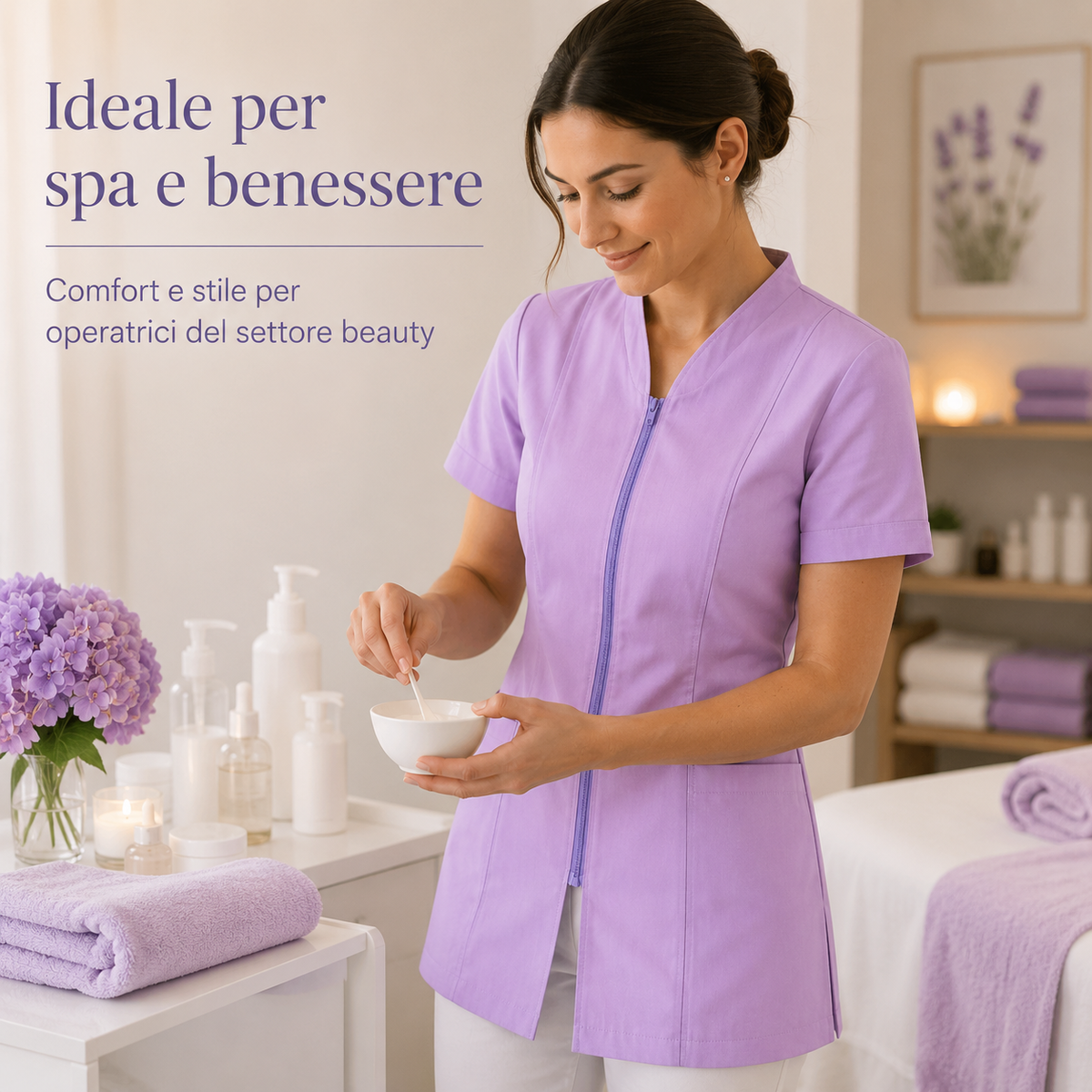 Casacca Professionale per Estetiste Isacco Modello Victoria – Zip Frontale, S-XXL