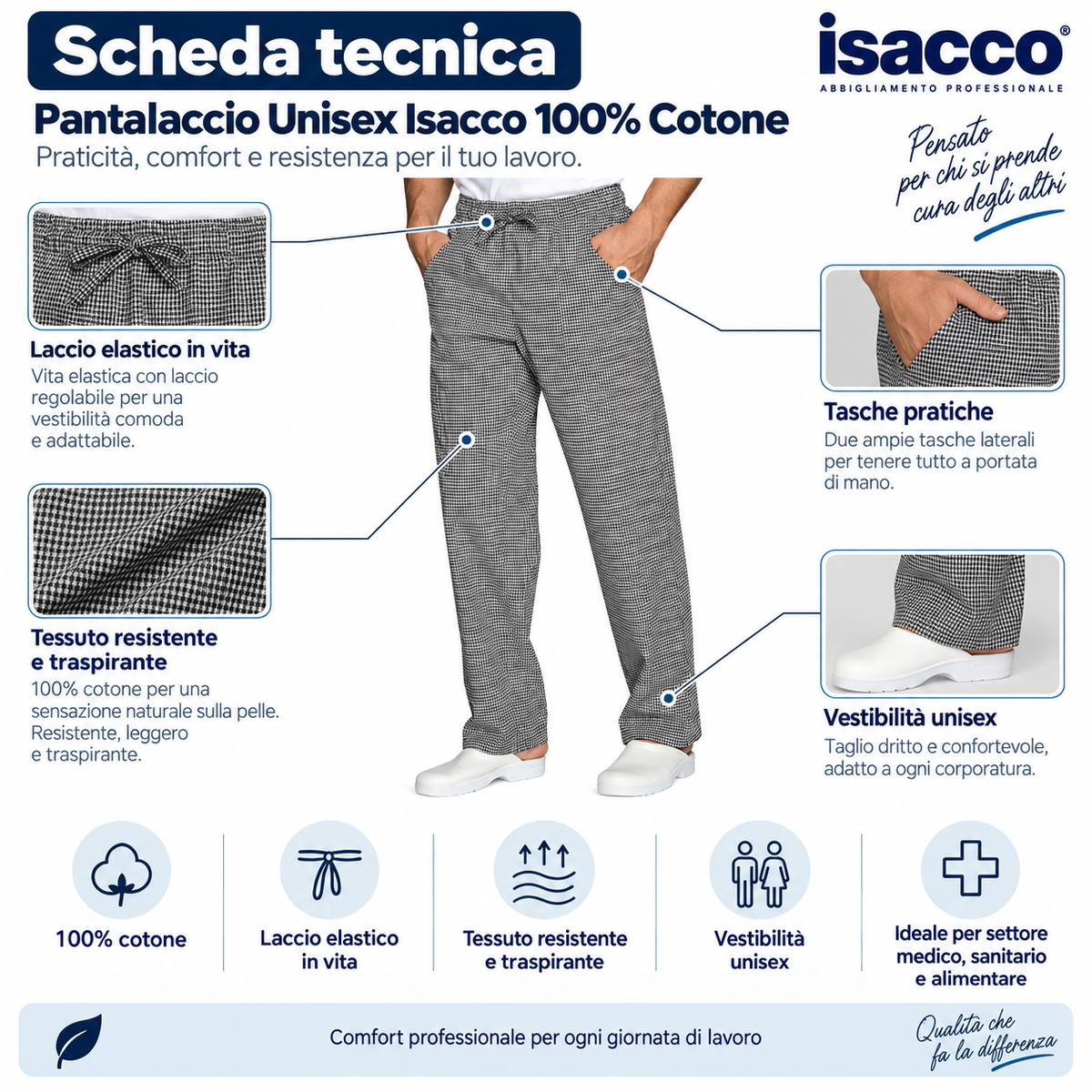 Pantalaccio Unisex Isacco 100% Cotone