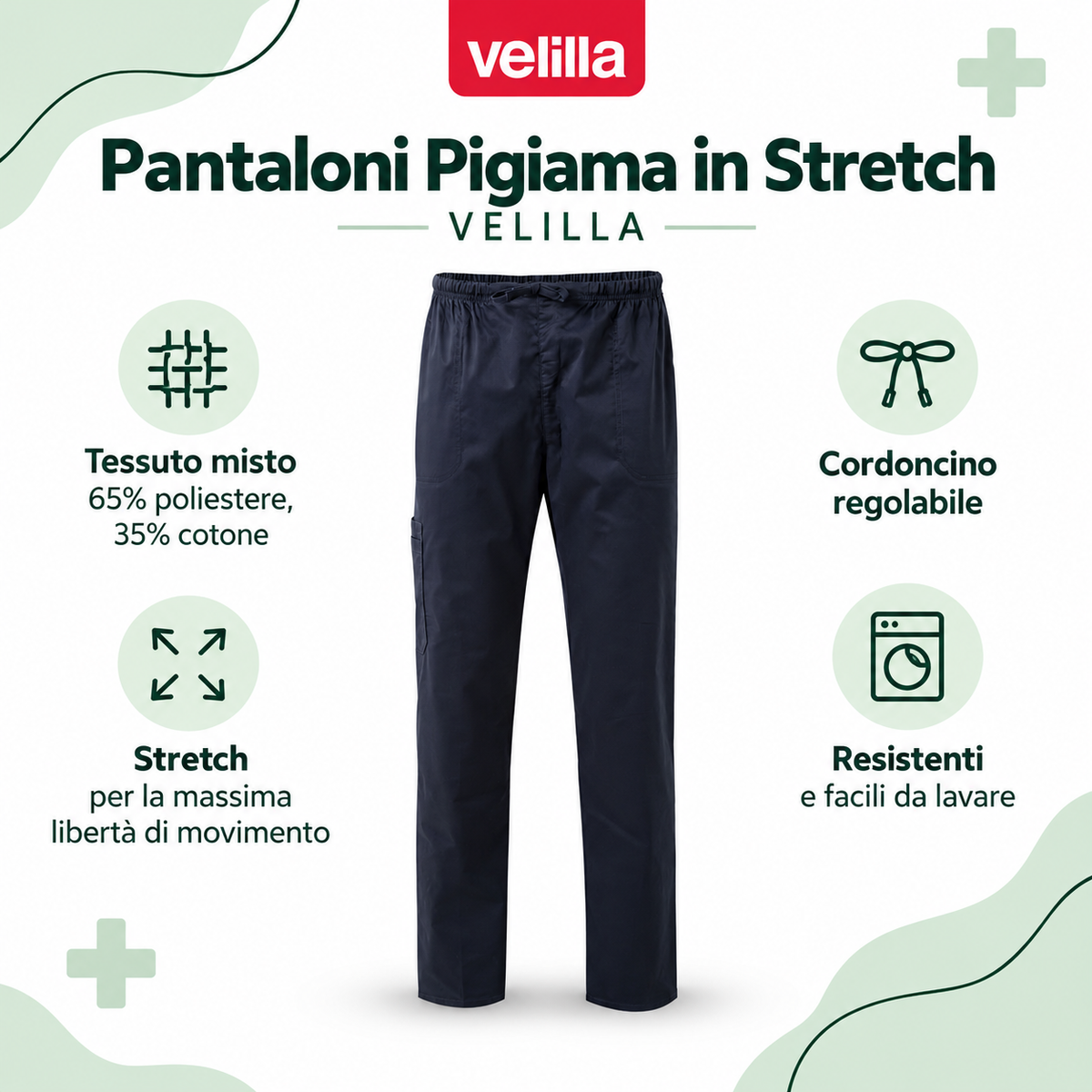 VELILLA- Pantaloni Pigiama in Stretch