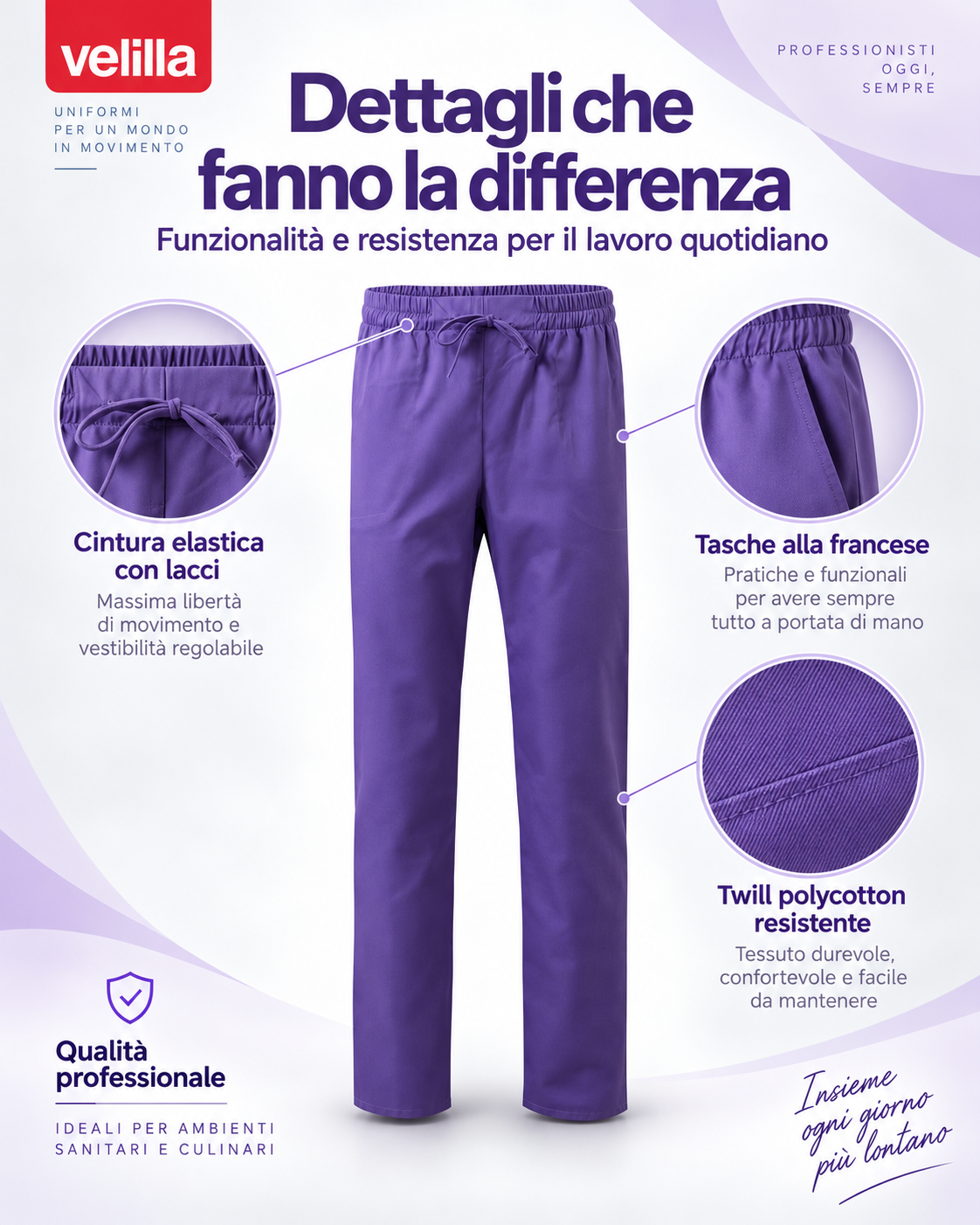 VELILLA - Pantaloni infermiera con Lacci