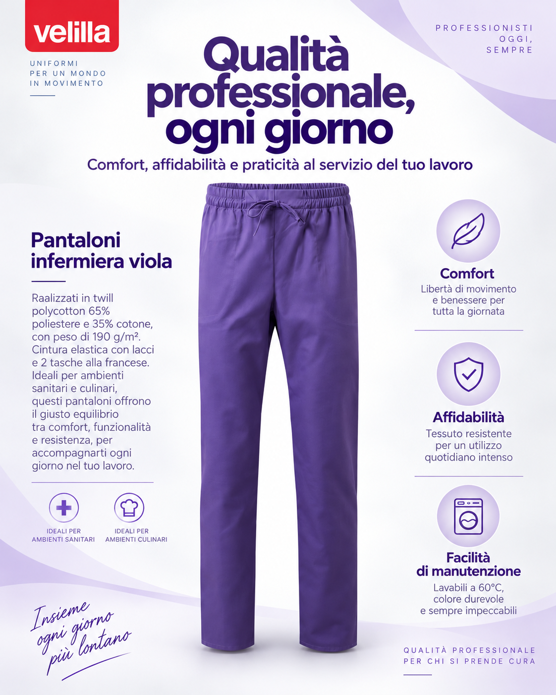VELILLA - Pantaloni infermiera con Lacci